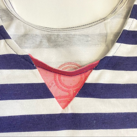 Girls Nautical Blue White Stripe Ruffle Sleeve T-Shirt Top- size 5 - Picture 6 of 6